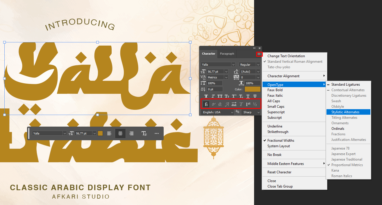 How to Access OpenType Features in Word, Photoshop, and Illustrator2